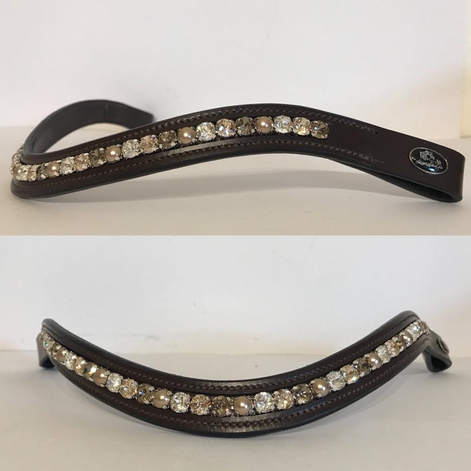 glitzerpferd.de Stirnriemen BraunPerleBronze
