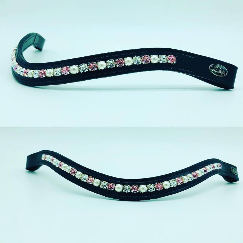 glitzerpferd.de Stirnriemen CrystalLightRosePerle