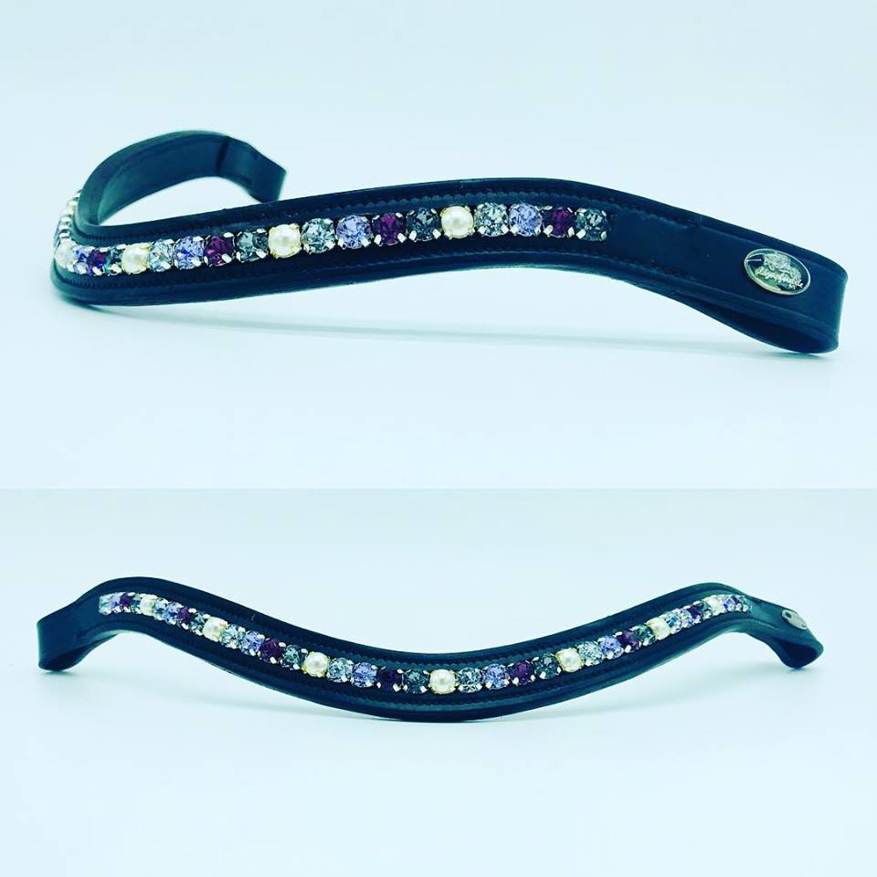 glitzerpferd.de Stirnriemen GrauLilaPerle