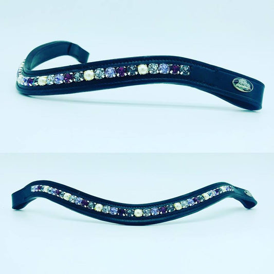 glitzerpferd.de Stirnriemen GrauLilaPerle