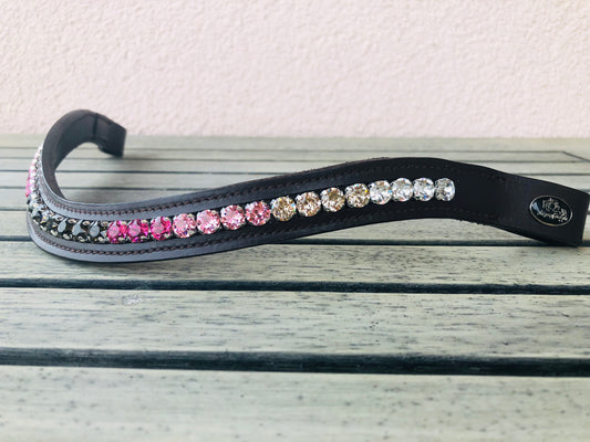 glitzerpferd.de Stirnriemen RosaBraunVerlauf