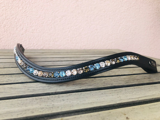 glitzerpferd.de Stirnriemen BlauBrauntöne