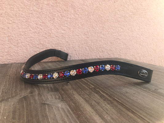 glitzerpferd.de Stirnriemen WeißRotBlau