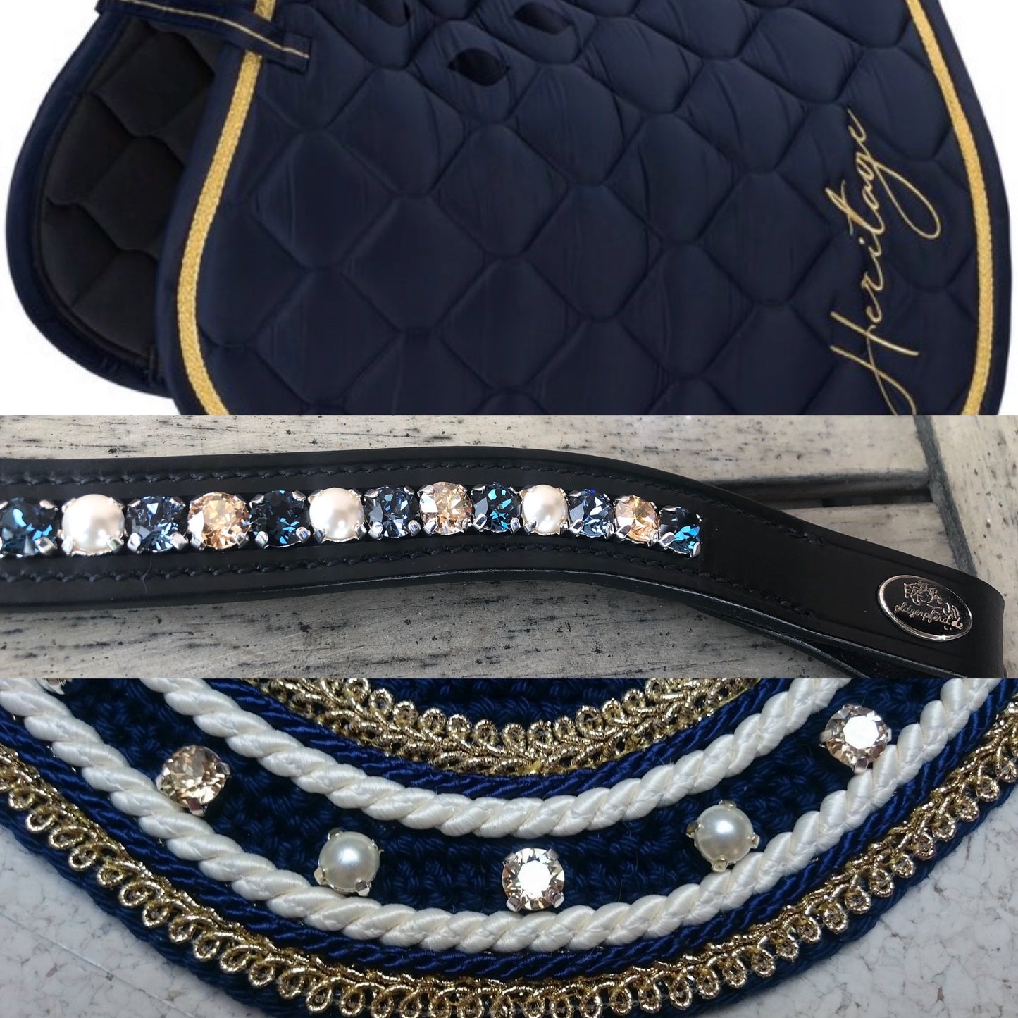 glitzerpferd.de Stirnriemen OxfordNavy