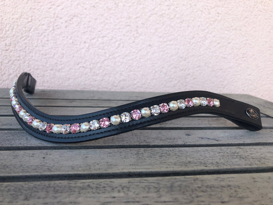 glitzerpferd.de Stirnriemen CrystalLightRosePerle