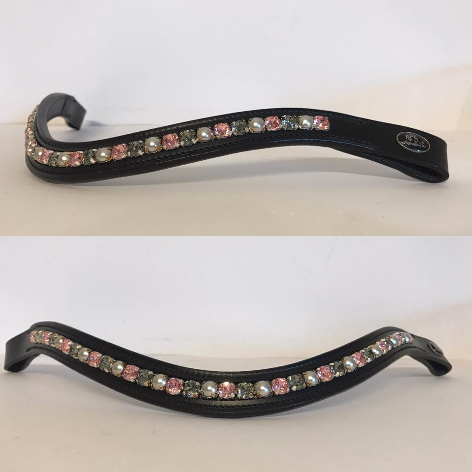 glitzerpferd.de Stirnriemen RosaGrauPerle