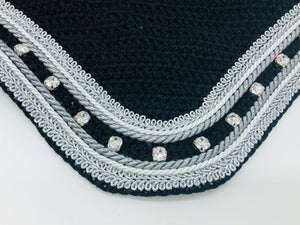 glitzerpferd.de Fliegenmütze Schwarz/Weiß/Crystal