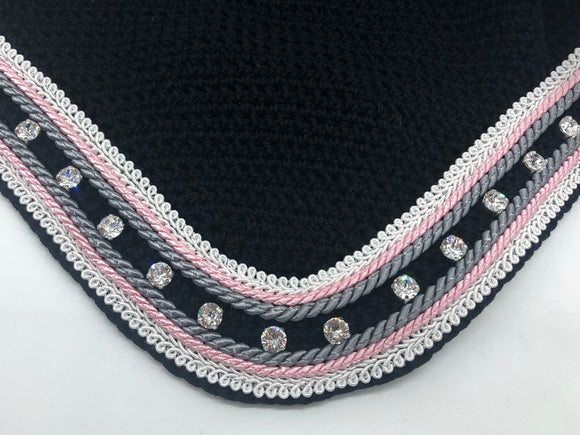 glitzerpferd.de Fliegenmütze Schwarz/Rosa/Crystal