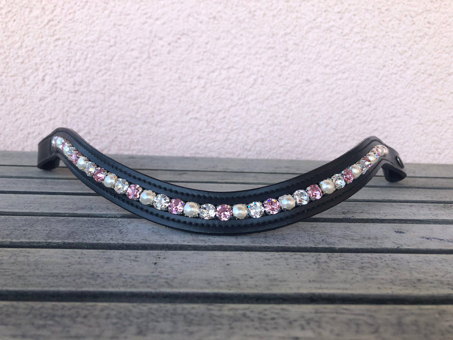 glitzerpferd.de Stirnriemen CrystalLightRosePerle