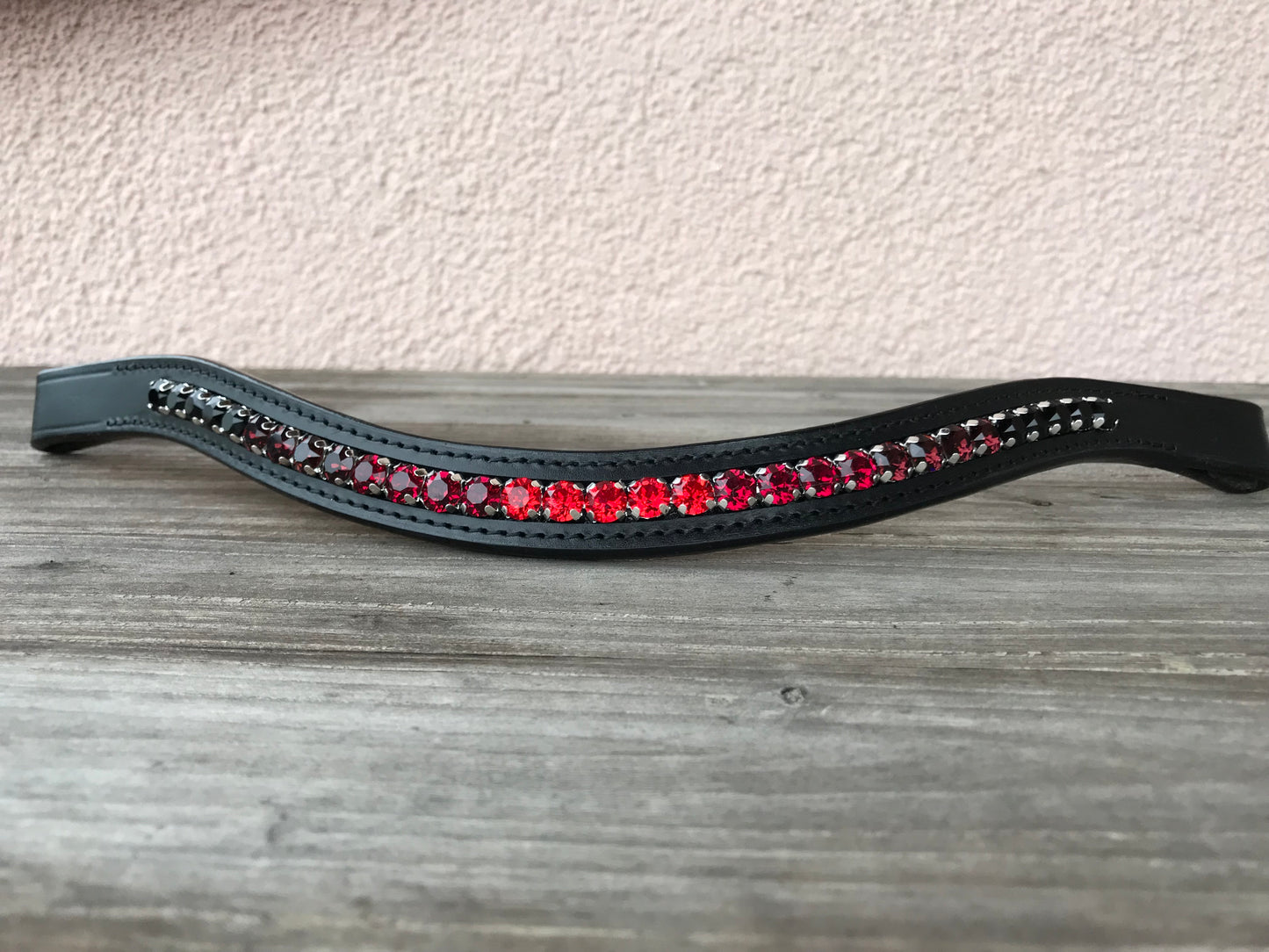 glitzerpferd.de Stirnriemen SchwarzRoterVerlauf